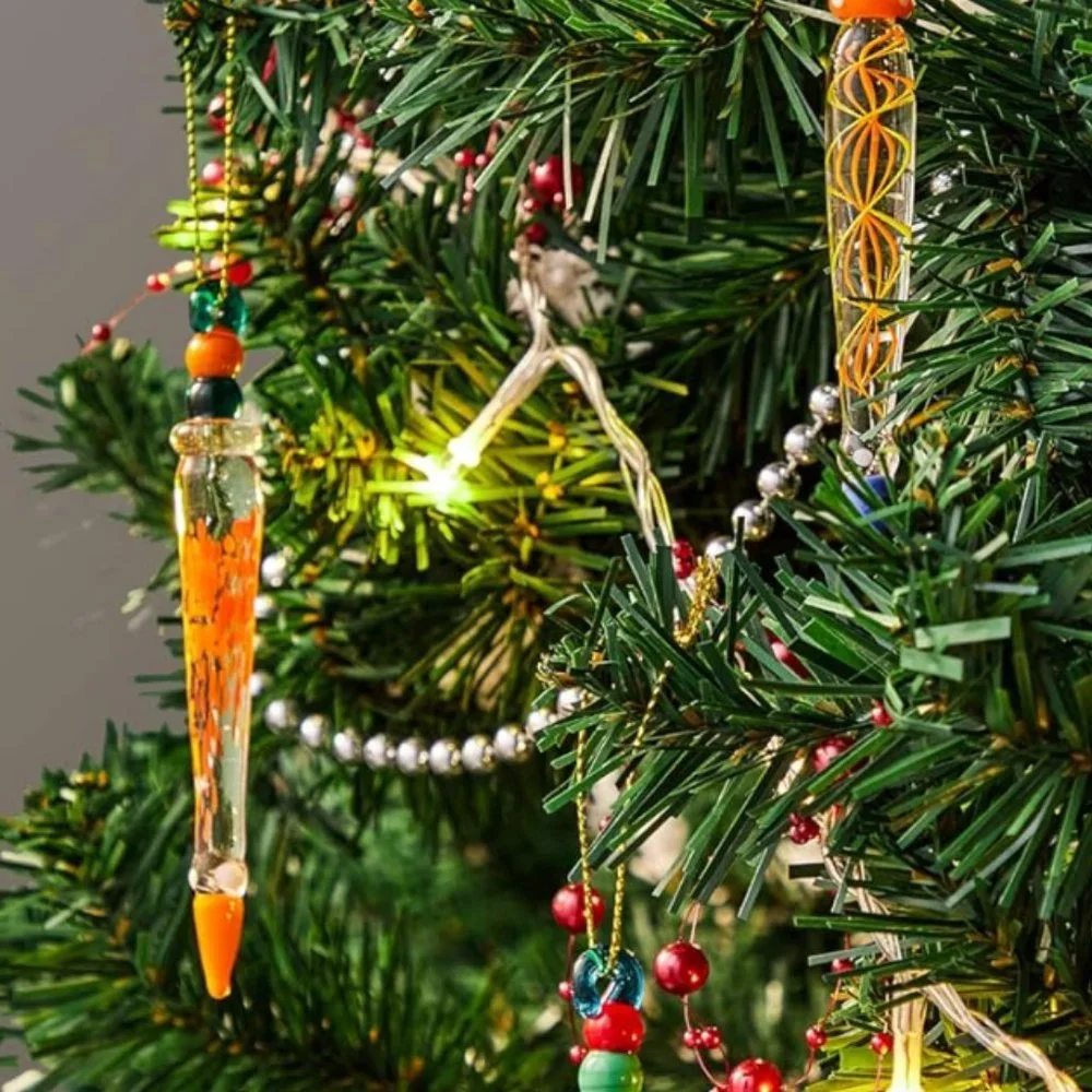 Set of 12 Anthropologie Glass Icicle Ornaments
